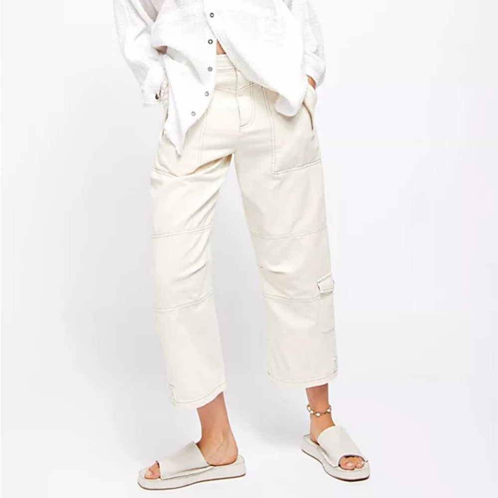 Free People Cream Utility Cargo Pants